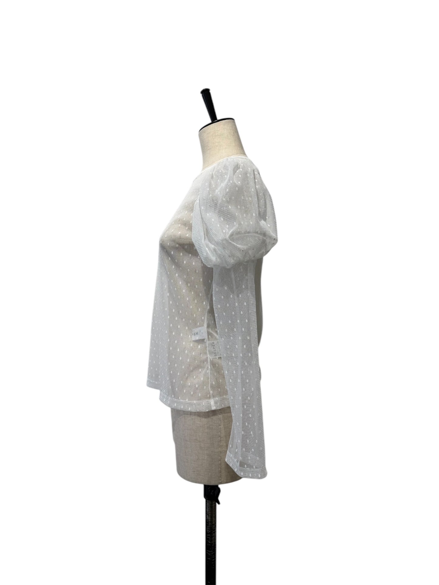 BELPER / sheer puffsleeve top (white)