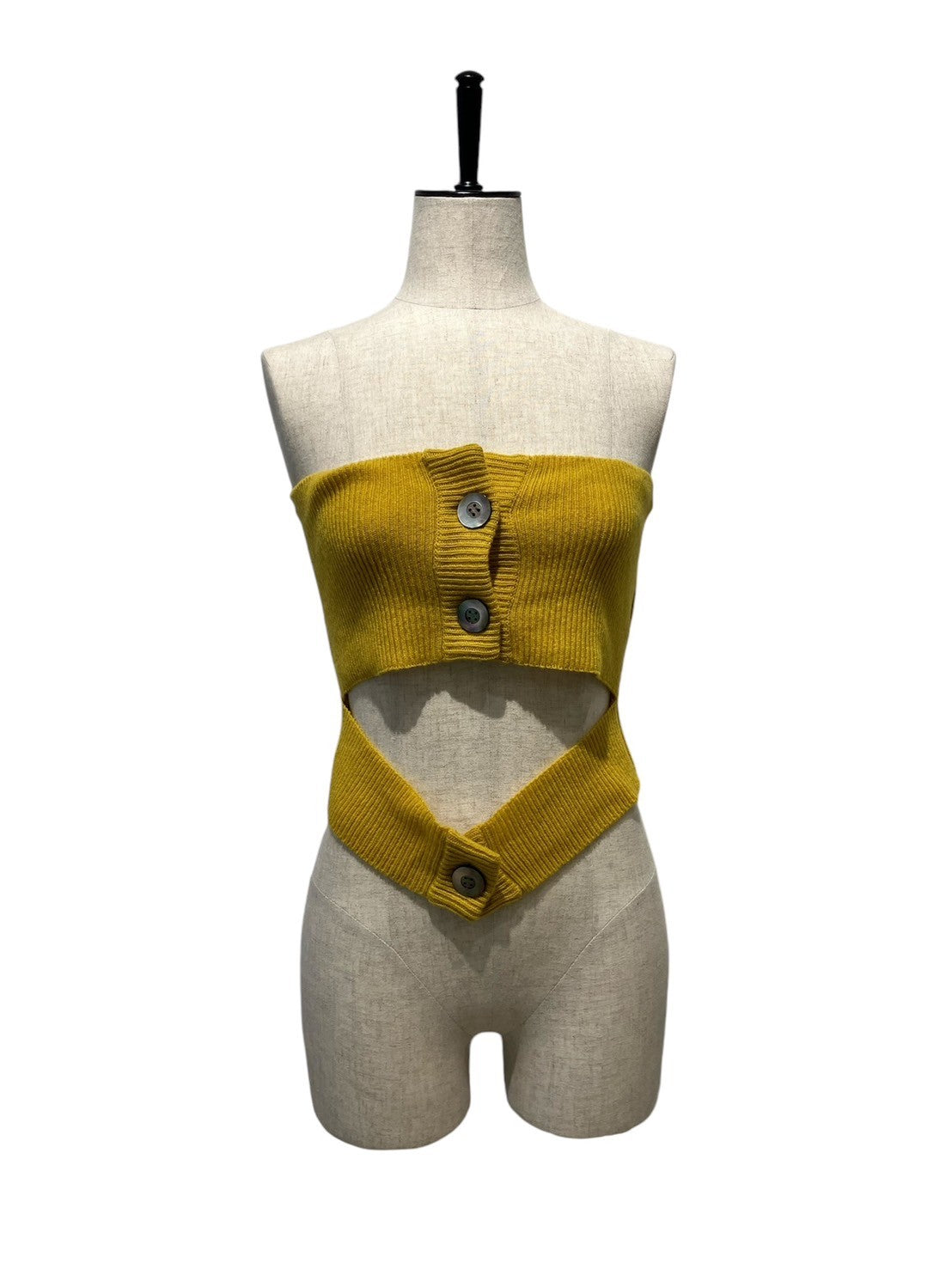 KAYLE / Wool Short Knit Waist Warmer set (mustard)