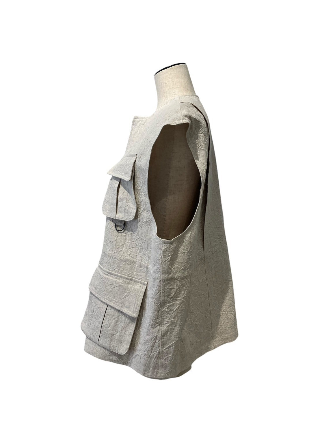 BELPER / Washed Linen vest ( beige )