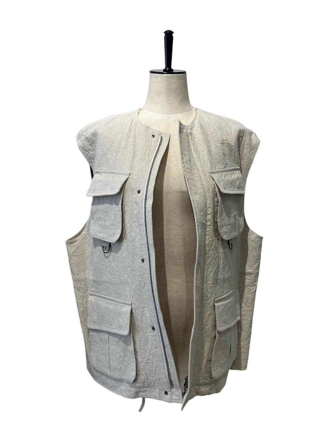 BELPER / Washed Linen vest ( beige )