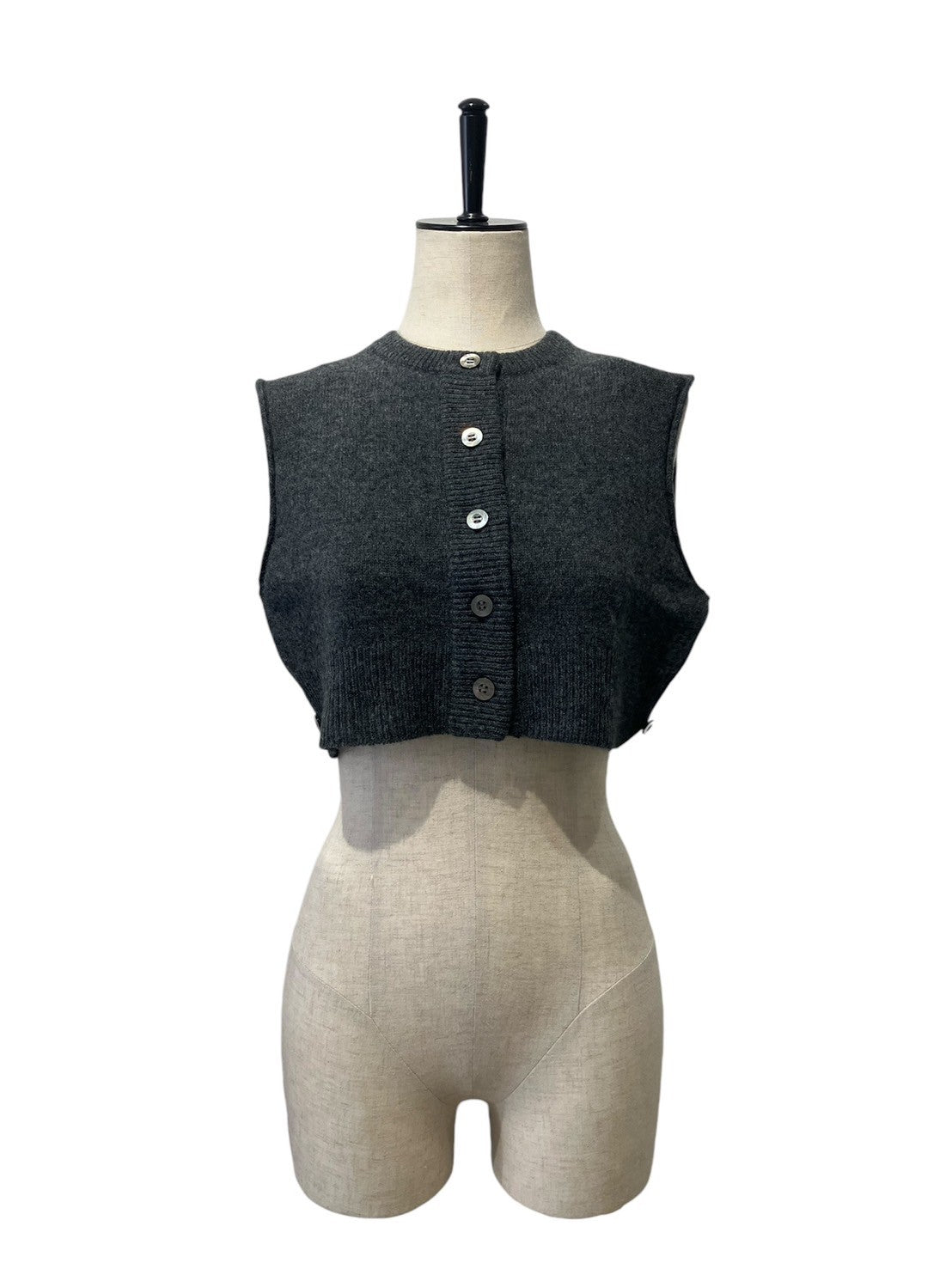 KAYLE / Wool Knit Vest Waist Warmer Set (grey x black)