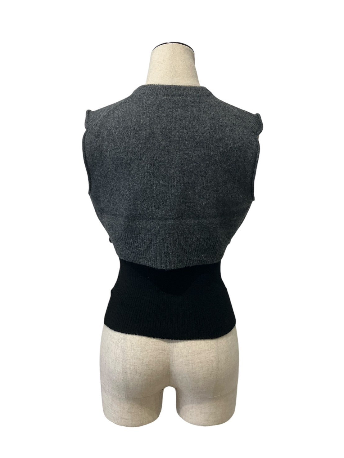 KAYLE / Wool Knit Vest Waist Warmer Set (grey x black)