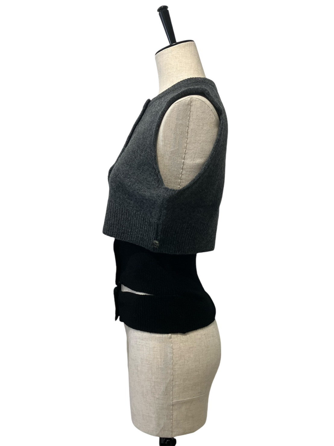 KAYLE / Wool Knit Vest Waist Warmer Set (grey x black)