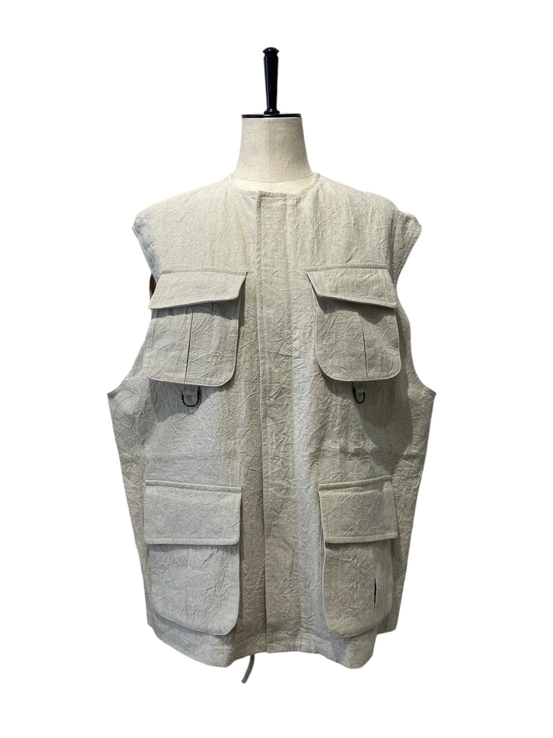 BELPER / Washed Linen vest ( beige )