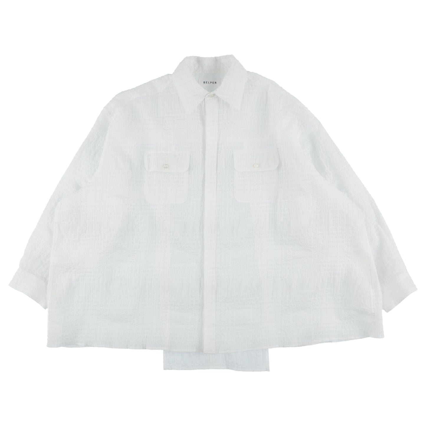 BELPER / RIPPLED CHECK SHIRT (white)