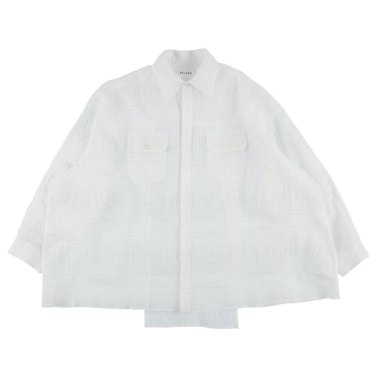 BELPER / RIPPLED CHECK SHIRT (white)